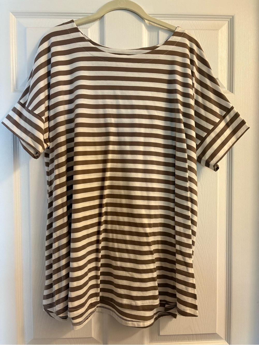 Simply Noelle Brown and White Striped Short-Sleeve Tee